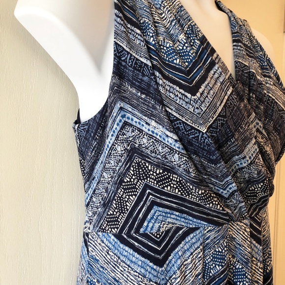 NWT Mario Serrani Maxi Dress in shades of blues and white.  Size: Large - Picture 2 of 11